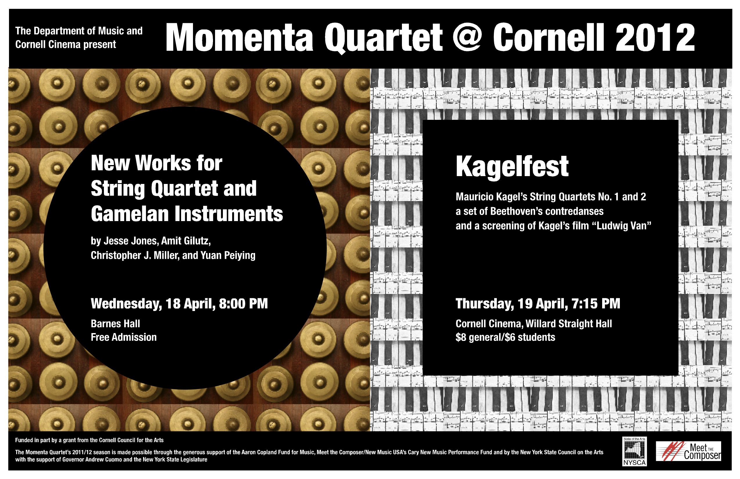 poster for events featuring Momenta Quartet